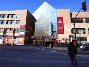 Portage Place in Winnipeg on Mon., March 6, 2023. A city report shows True North is interested in buying the downtown mall. KEVIN KING/Winnipeg Sun