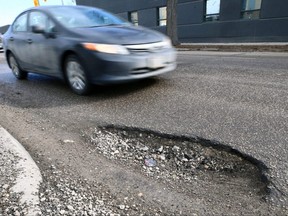 Potholes on a Winnipeg street