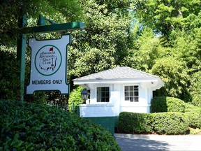 A general view of the entrance to Augusta National Golf Club prior to the 2023 Masters Tournament at Augusta National Golf Club on Sunday.