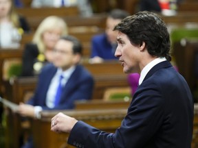 The Liberals have put forward legislation that aims to make good on their pledge to tighten passenger rights rules after a year pocked by travel chaos and a ballooning complaints backlog. Prime Minister Justin Trudeau rises during question period in the House of Commons on Parliament Hill in Ottawa on Tuesday, April 18, 2023.