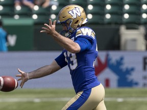 Jamieson Sheahan punted four times against the Elks and averaged 48.3 yards. He'll look for another opportunity to show what he can do in Friday's preseason game against the Saskatchewan Roughriders.