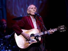 Gordon Lightfoot performs during the first concert at the newly re-opened Massey Hall in Toronto, Thursday, Nov. 25, 2021.