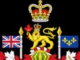 The top portion of Canada's Royal Coat of Arms as it currently looks, with a depiction of St. Edward's Crown, worn by Queen Elizabeth II.