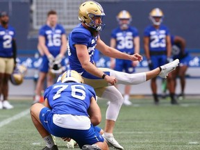 American rookie Chandler Staton will handle the place-kicking duties for the Winnipeg Blue Bombers in Saturday's pre-season game at Edmonton.