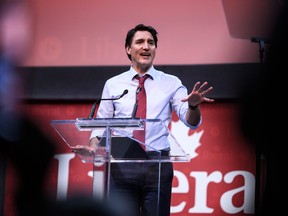 Prime Minister Justin Trudeau makes a keynote address at the 2023 Liberal National Convention in Ottawa on May 4, 2023.