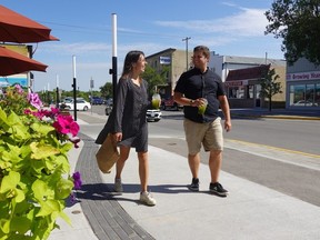 Residents utilizing newly-constructed active transportation pathways in Selkirk