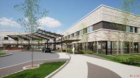 Artist rendering birds eye view for the new Portage Regional Health Centre