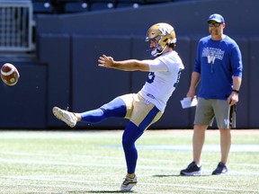 Jamieson Sheahan will handle the punting duties for the Winnipeg Blue Bombers in the season opener Friday night against Hamilton.