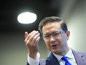 Conservative Leader Pierre Poilievre takes part in the National Prayer Breakfast in Ottawa on Tuesday, May 30, 2023. Pierre Poilievre is off to Manitoba to rally supporters in a byelection, where Maxime Bernier is hoping social conservatives send him back to Parliament.