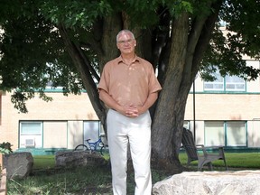 Wayne Olson, a community minister for the Church of Christ in Dauphin, stands outside Parkland Crossing in Dauphin, Man., on Wednesday, June 21, 2023. Olson is one of the organizers of a community memorial service for the 16 people who were killed in a bus crash a week ago.