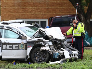 Police cruiser damaged in collision