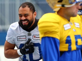 Blue Bombers receiver Nic Demski was all smiles after his baby daughter was born on Monday.