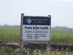 A sign at the Prairie Green Landfill
