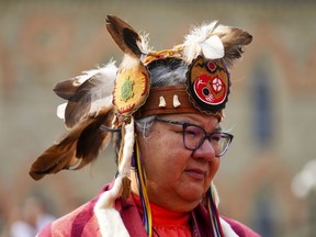 AFN National Chief RoseAnne Archibald attends a commemorative ceremony on Parliament Hill in Ottawa on Wednesday, June 21, 2023.
