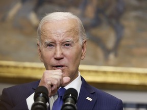 U.S. President Joe Biden gives remarks on Artificial Intelligence in the Roosevelt Room at the White House on July 21, 2023 in Washington, D.C.