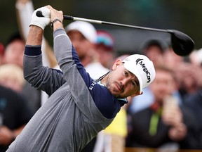 Brian Harman tees off on the 16th hole at Royal Liverpool Golf Club on July 22, 2023 in Hoylake, England.