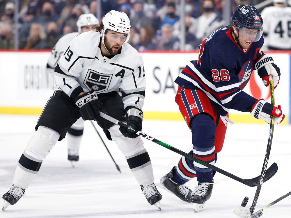 Alex Iafallo of the Los Angeles Kings takes the ice prior to the