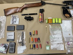 RCMP released this photo after a search conducted on a home earlier this month led to the discovery of weapons, and dangerous and possibly lethal drugs including fentanyl, heroine, crystal meth and cocaine.