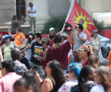 A round dance took place at Portage and Main in Winnipeg at 2PM today, the event is part of a larger call to search local landfills, and to bring justice for Missing and Murdered Indigenous Women and Girls (MMIWG). Thursday Aug 3.