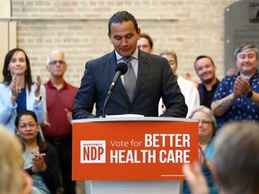 NDP leader Wab Kinew delivers the party plan on the health care staffing crisis