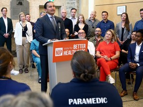 NDP leader Wab Kinew delivers the party plan on the health care staffing crisis