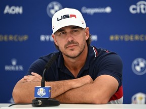 U.S. golfer Brooks Koepka attends a press conference ahead of the 44th Ryder Cup.