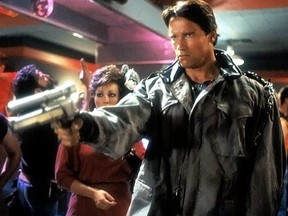 Arnold Schwarzenegger in a scene from The Terminator.