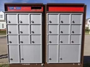 A Canada Post community mail box is seen in the Greisbach neighbourhood of Edmonton, Alta., on Thursday, Sept. 11, 2014.