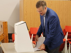 Manitoba Liberal Leader Dougald Lamont casts his ballot