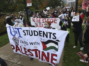 Pro-Palestine supporters, mainly students, march in Ontario