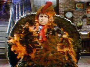 Paul Simon in a turkey costume