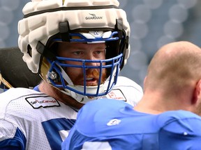 Patrick Neufeld at Winnipeg Blue Bombers practice.