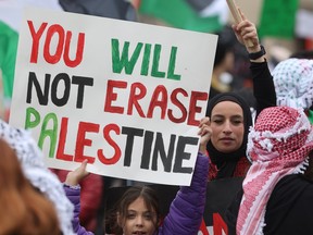 Palestinians and their supporters rallied