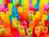 Closeup of Colourful drinking straws background.