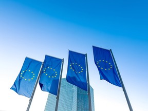 European flag in Frankfurt, Germany.