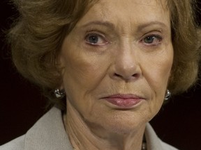 Former U.S. first lady Rosalynn Carter, wife of former U.S. president Jimmy Carter, speaks during a U.S. Senate Special Committee on Aging hearing on Capitol Hill in Washington, D.C., May 26, 2011.