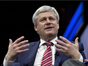 Former Prime Minister of Canada Stephen Harper speaks at the 2017 American Israel Public Affairs Committee (AIPAC) policy conference in Washington, Sunday, March 26, 2017.