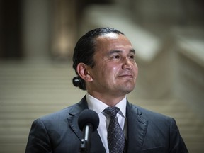 Manitoba Premier-elect Wab Kinew holds a press conference in Winnipeg, Wednesday, Oct. 4, 2023.&ampnbsp;When Manitoba Premier Wab Kinew took the unconventional move of appointing himself the minister responsible for Indigenous reconciliation, he did so with the intent of strengthening the relationship between the province and Indigenous communities.