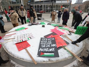 People in Winnipeg protest Israel's occupation of Palestine