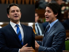 A composite of Poilievre and Trudeau