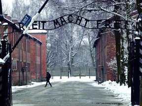The Jan. 26, 2015 file photo shows the entrance to the former Nazi Death Camp Auschwitz with the "Arbeit Macht Frei" (Work Sets you Free) writing above, in Oswiecim, Poland.