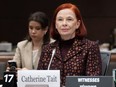 CBC/Radio-Canada president and chief executive Catherine Tait waits to testify before a House of Commons committee in Ottawa, Tuesday, Jan. 30, 2024.