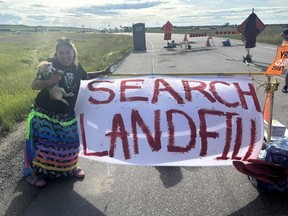 Melissa Robinson at a landfill search protest