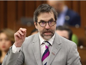 Environment and Climate Change Minister Steven Guilbeault rises during Question Period, Thursday, Feb. 8, 2024.