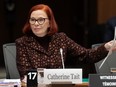 CBC president and chief executive Catherine Tait waits to appear before the Heritage committee in Ottawa on Tuesday, Jan. 30, 2024.