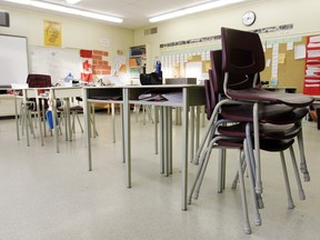An empty classroom Thursday, December 6, 2012 at a school in Belleville, Ont.