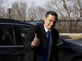 Conservative Leader Pierre Poilievre arrives to Parliament Hill in Ottawa on Tuesday, Feb. 27, 2024.