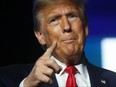 Republican U.S. presidential candidate and former president Donald Trump arrives at the National Rifle Association presidential forum at the Great American Outdoor Show on Feb. 9, 2024 in Harrisburg, Pa.