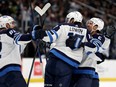 Adam Lowry of the Winnipeg Jets celebrates a goal