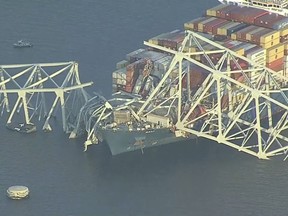 A view of the Maryland bridge collapse (WJLA via AP)